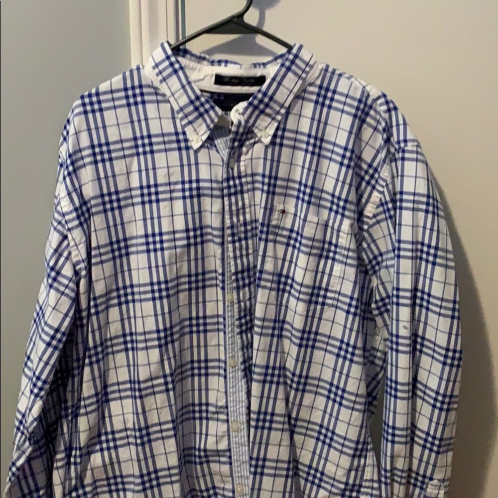 Tommy Hilfiger button down blue/white XL